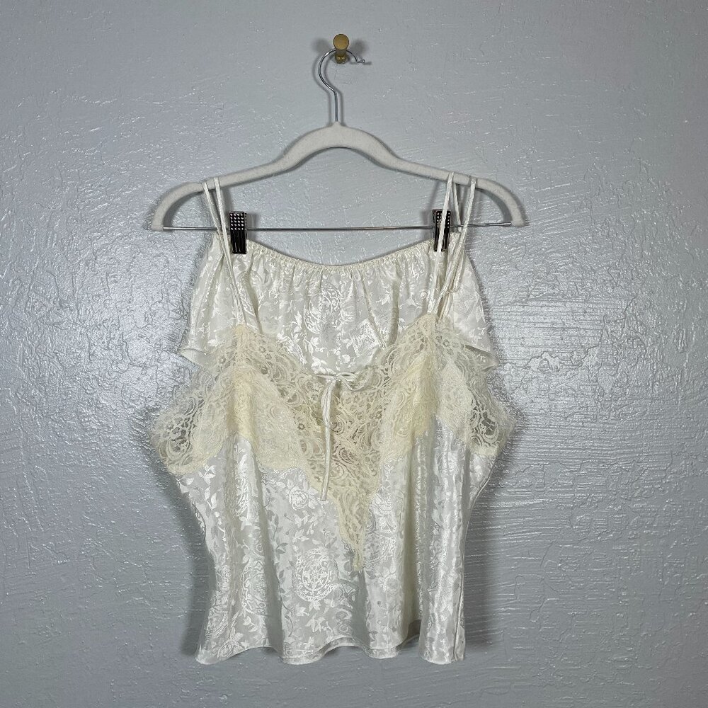 Vintage Victorias Secret Women M White Lingerie Set Gold Label Lace High Leg
